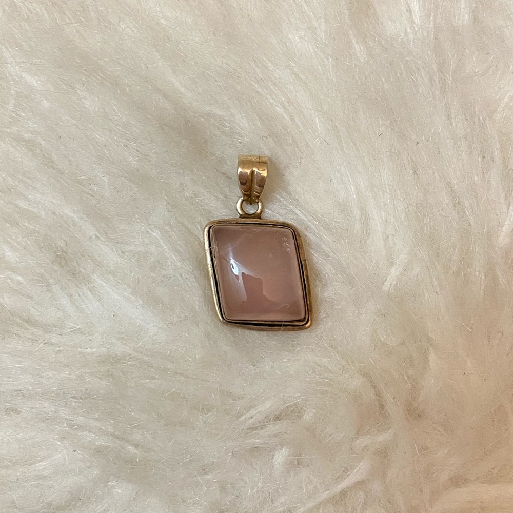 925 Sterling silver rose quartz pendant large